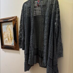 Johnny Was green gray Lace Cardigan duster Medium